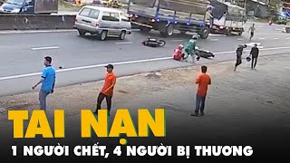 Xe tải va chạm ba xe máy làm 1 người chết, 4 người bị thương ở Tiền Giang