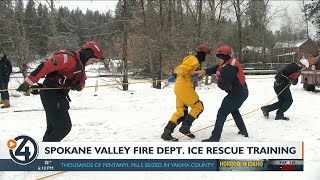 ‘Prevent the chaos’: Spokane Valley Fire holds live ice rescue training on Newman Lake