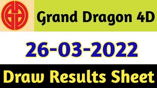 26-03-2022 Grand Dragon Today 4D Results | 4d Malaysia Result Live Today | Today 4d Result Live