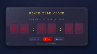 Vintage Nixie Tube Clock | HTML CSS JavaScript Interactive Clock Project