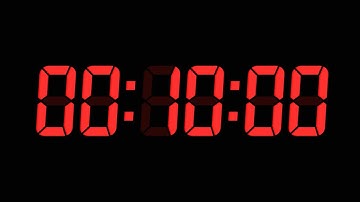 10 Minutes Digital Countdown Timer | Black Background | Red Text | No Sounds