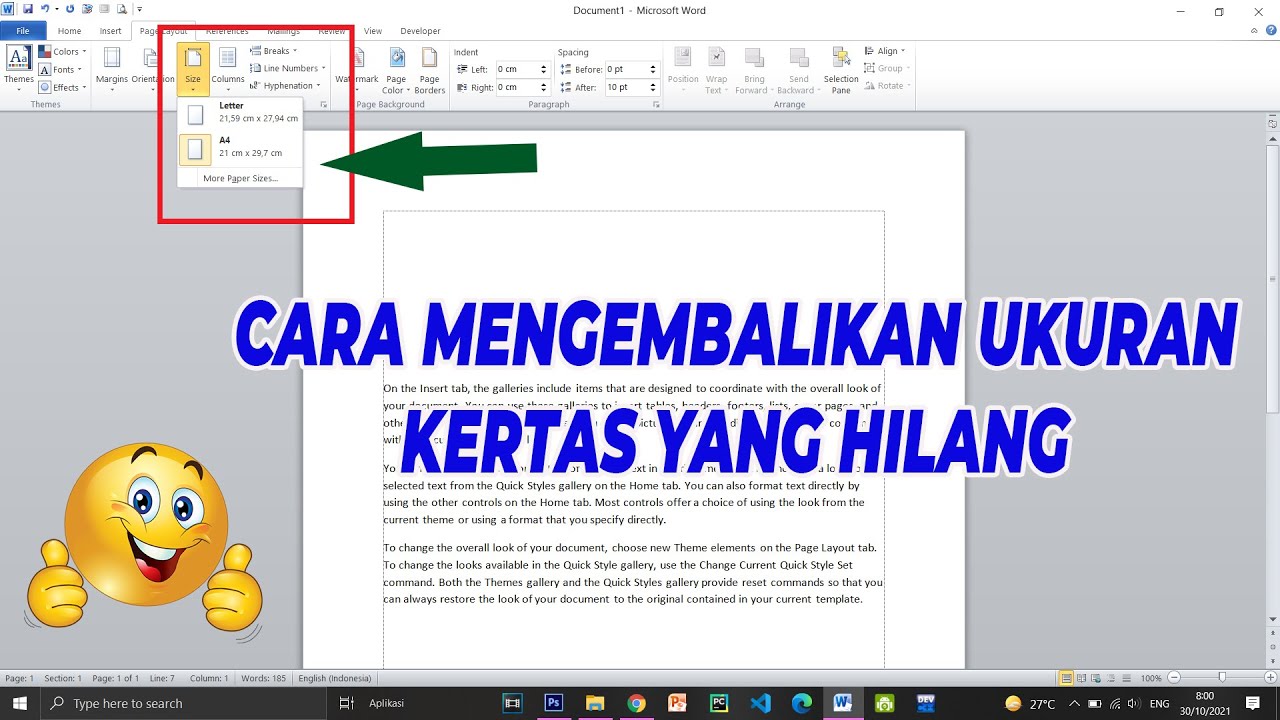 Cara Menampilkan Ukuran Kertas Yang Hilang Di Microsoft Word Youtube