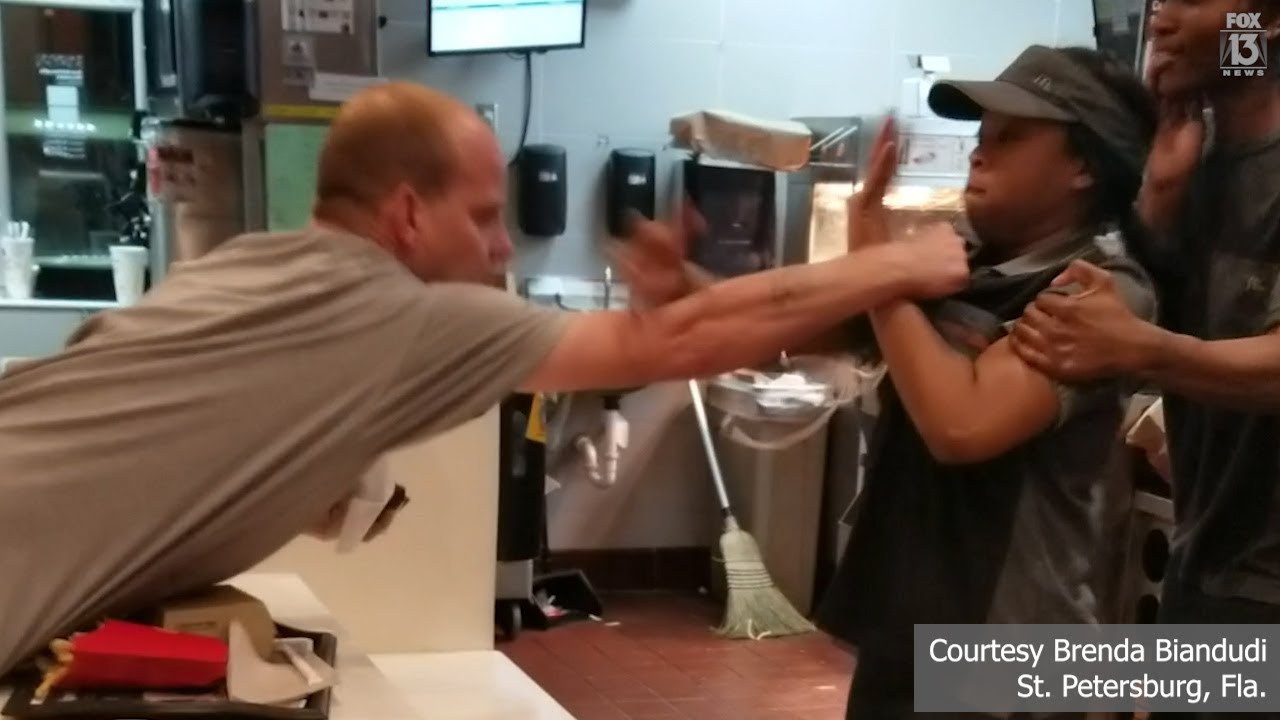 RAW Man grabs fast food clerk in fight over straw