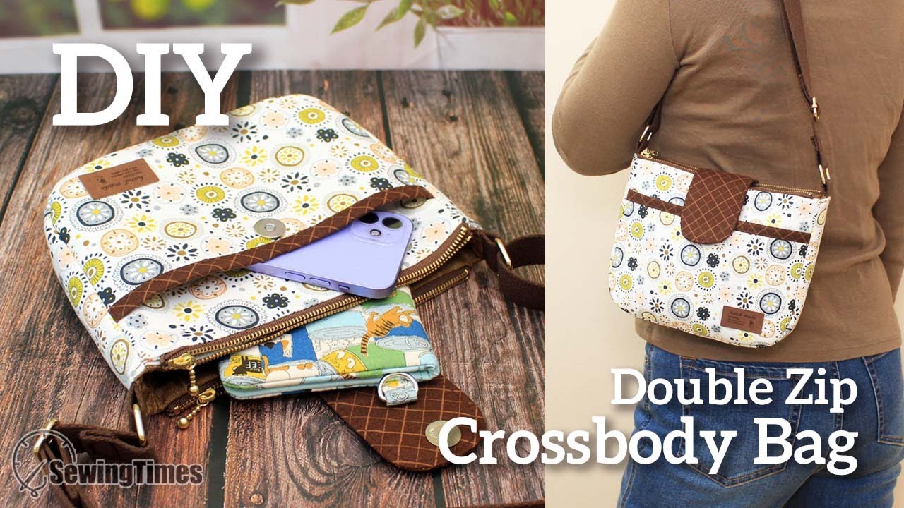 DIY Double Zip Crossbody Bag | How to sew a shoulder bag Tutorial ...