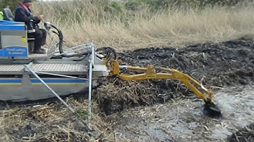 Truxor clearing Phragmites and creating channel