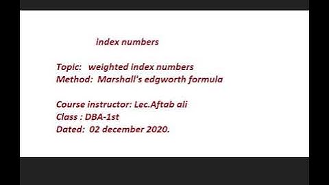 Weighted index numbers( Marshall