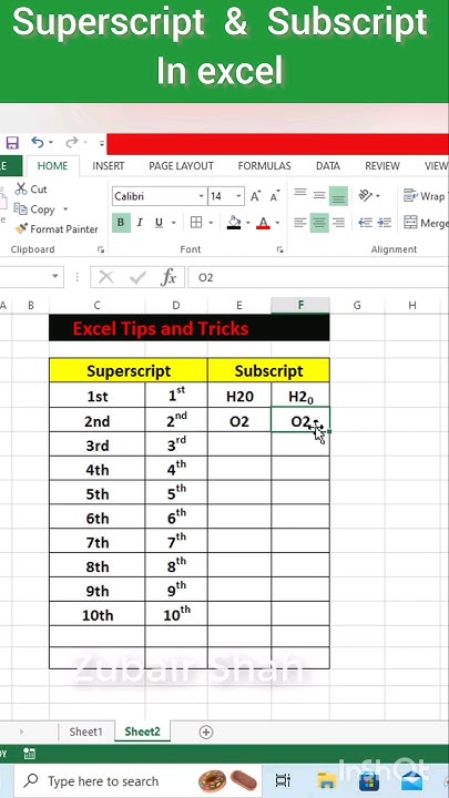 Superscript and Subscript formula in excel #excel #computer #tech # ...
