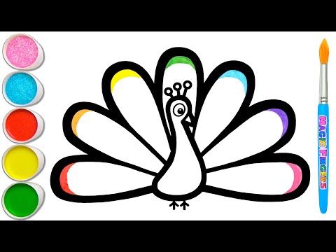 Peacock Simon Painting Drawing  Learn Animals and Colors For Kids 14