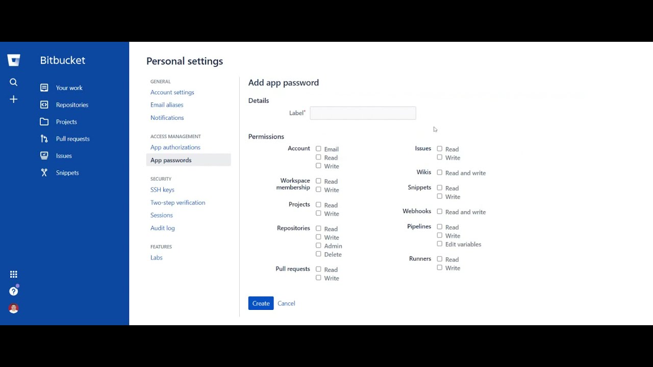 Bitbucket Use App Passwords