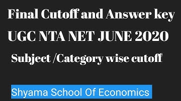 UGC NTA NET JUNE 2020 Subject/Category wise Cutoff.