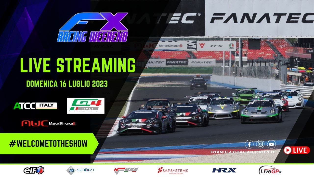 FX Racing Weekend 2023 Live Streaming GT4 Italy, ATCC e Porsche Club GT - Gara 2 Misano
