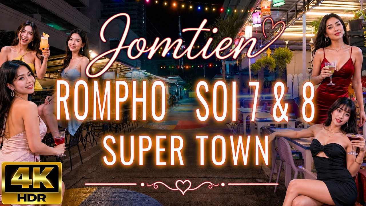 Jomtien Night Walk | Rompho, Soi 7 & Supertown | 4K HDR POV