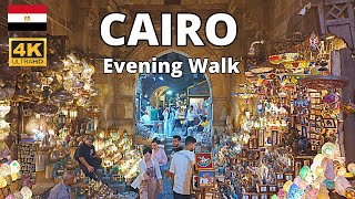 Cairo Egypt Evening Walking Tour | Al Moez Street & Khan el-Khalili Bazaar at Night in 4K