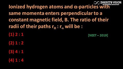 Ionized hydrogen atoms and α-particles with same momenta enters: Radius of Path