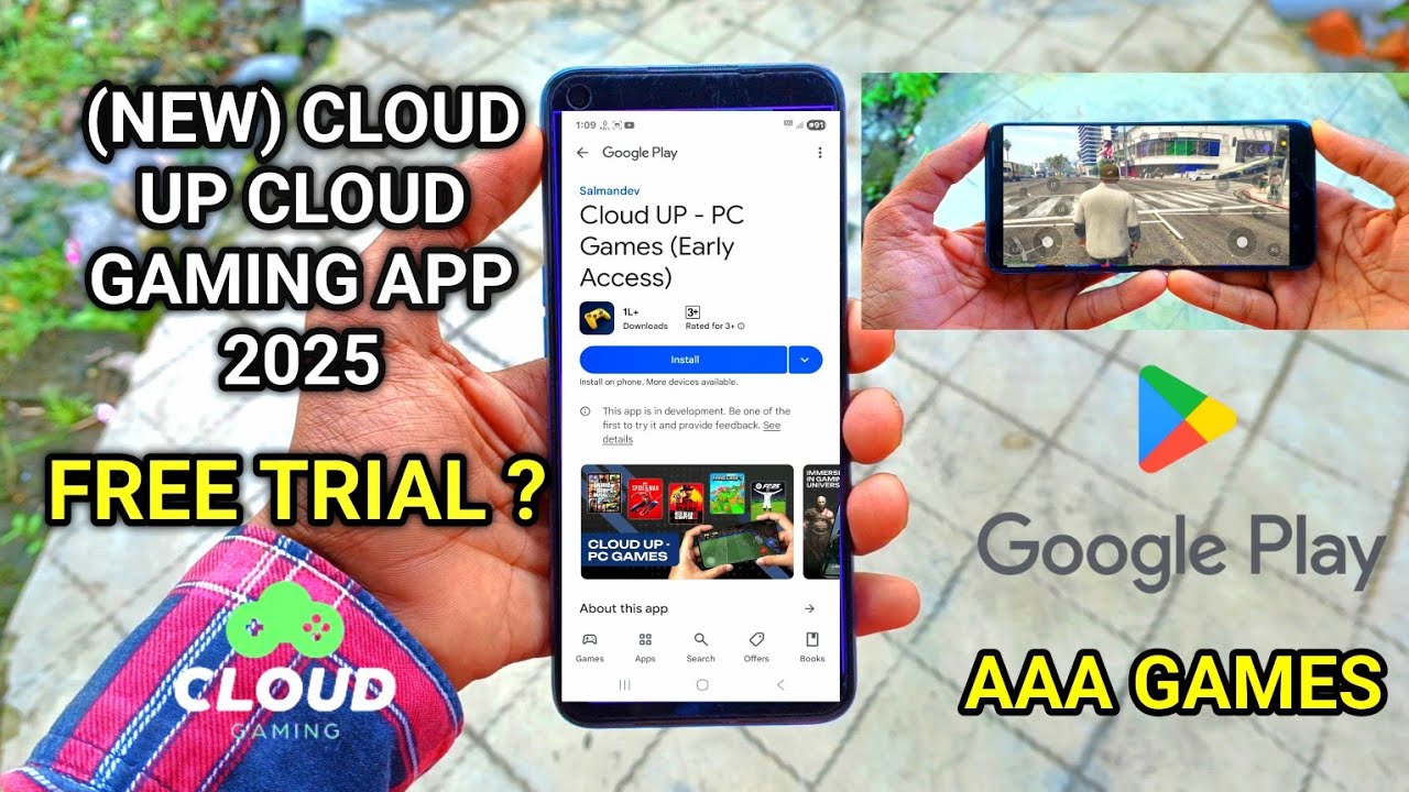 (NEW) CLOUD UP CLOUD GAMING APP ON PLAY STORE 2025 || PLAY AAA GAMES ...