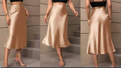 How To Cut And Sew a Simple Satin Skirt ( easy beginners friendly satin slip skirt).