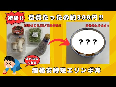 【貧乏飯】パチンコ収支−250K男が作る金欠エリンギ丼【激安レシピ】