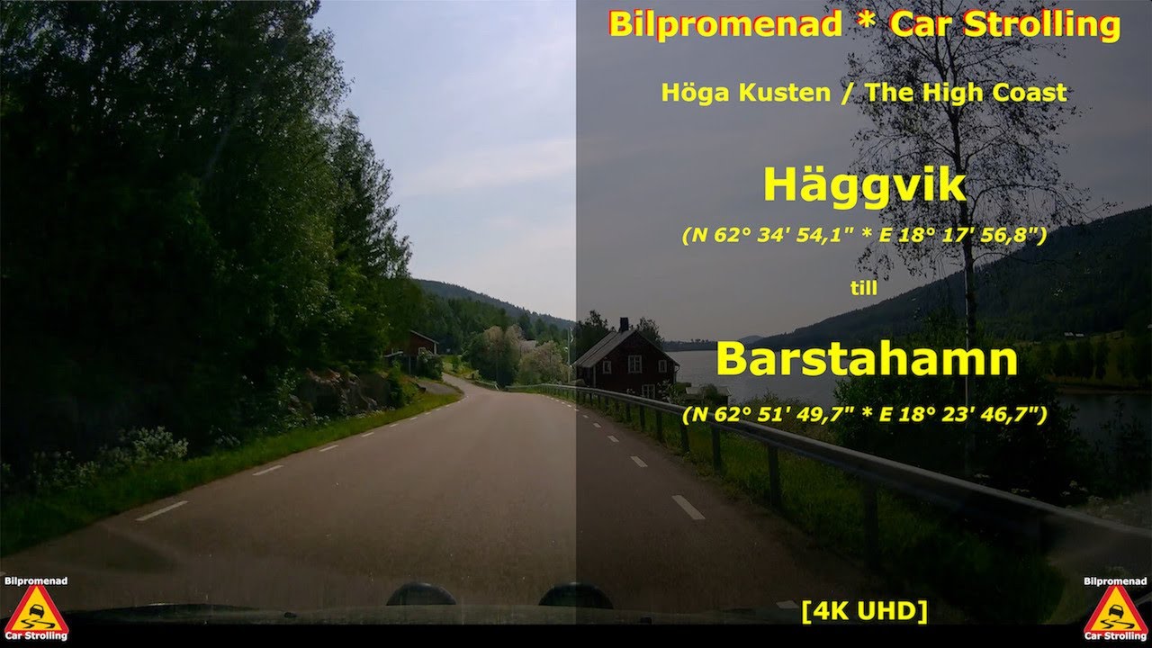 HÖGA KUSTEN / HIGH COAST | Häggvik till Barsta hamn 👁 ♿️ X 3 (4K UHD Bilpromenad * Car Strolling)