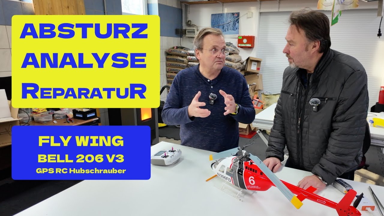 Fly Wing Bell 206 V3 GPS RC Hubschrauber: Absturz Analyse Reparatur