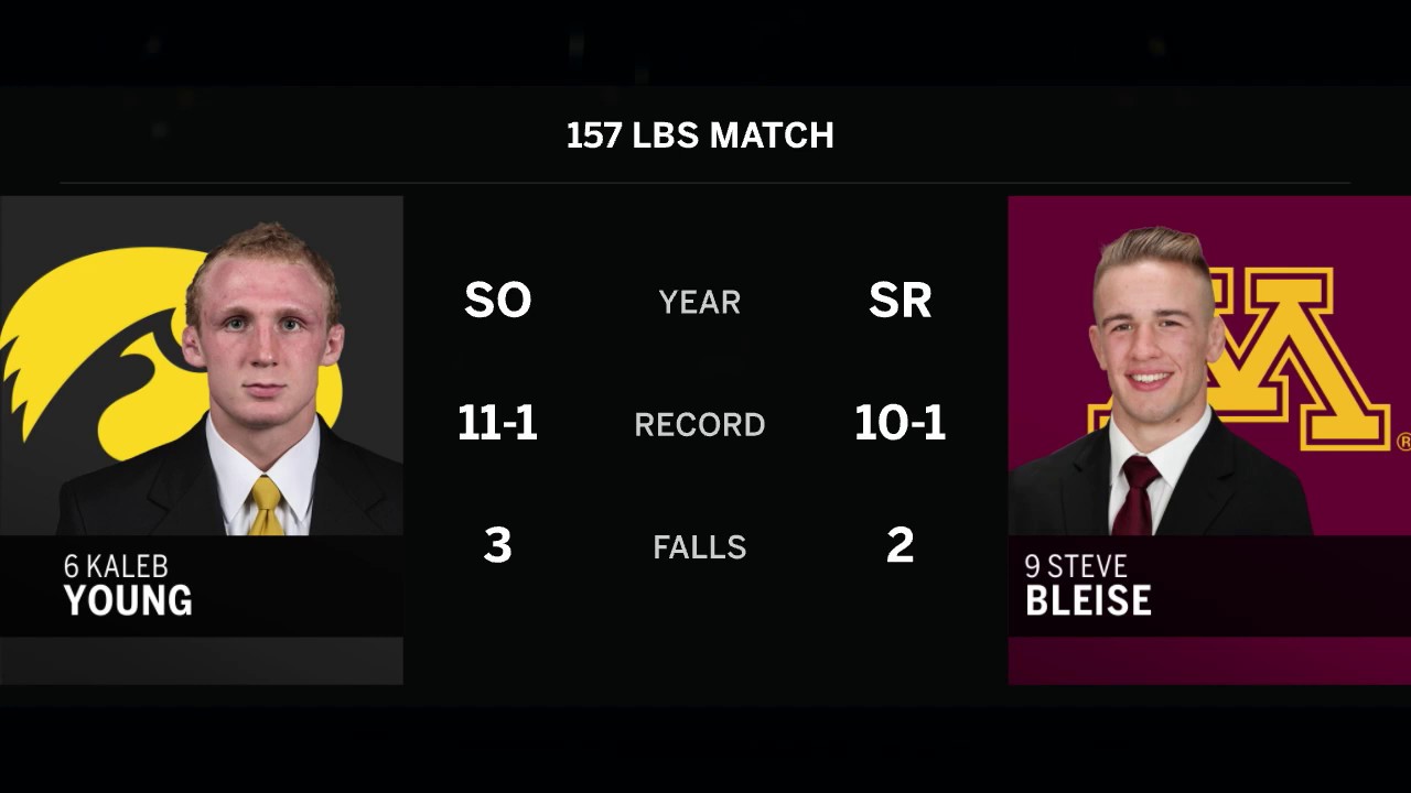 157 LBS: #6 Kaleb Young (Iowa) vs. #9 Steve Bleise (Minnesota)
