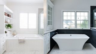 Luxury White Master Bathroom Ideas with Marble, Gold Accents, and Soft Modern Lighting screenshot 2