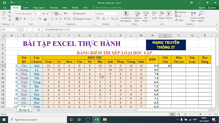 Hàm tính trung bình lớp chuyên trong excel năm 2024