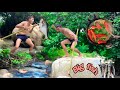 Survival in the forest catch fish and find food in the forest | village men with forest 