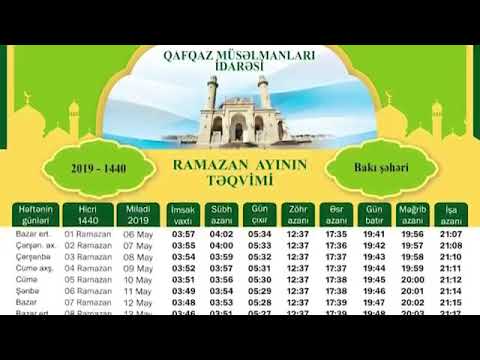 Ramazan ayinin teqvimi.2019..