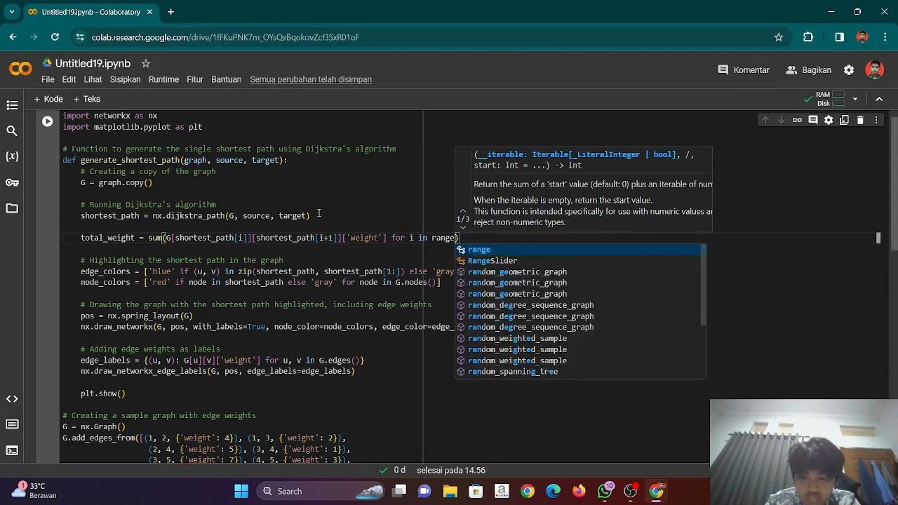 jarak terpendek ALGORITMA DIJKSTRA dengan GOOGLE COLAB
