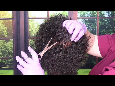 ASMR Scalp Check with Gloves on Afro/Kinky Hair (Haircut, Combing, Whispering) Medical Roleplay