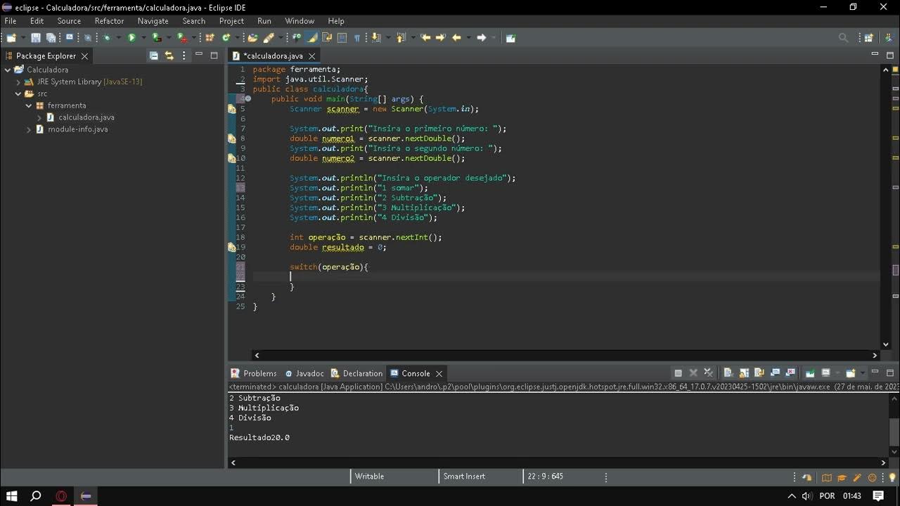 Calculadora Básica em Java. - YouTube