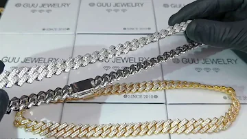18K WHITE/GOLD-PLATED SEAMLESS RHOMBIC ICED CUBAN CHAIN | Guu Jewelry | Hip Hop Jewelry