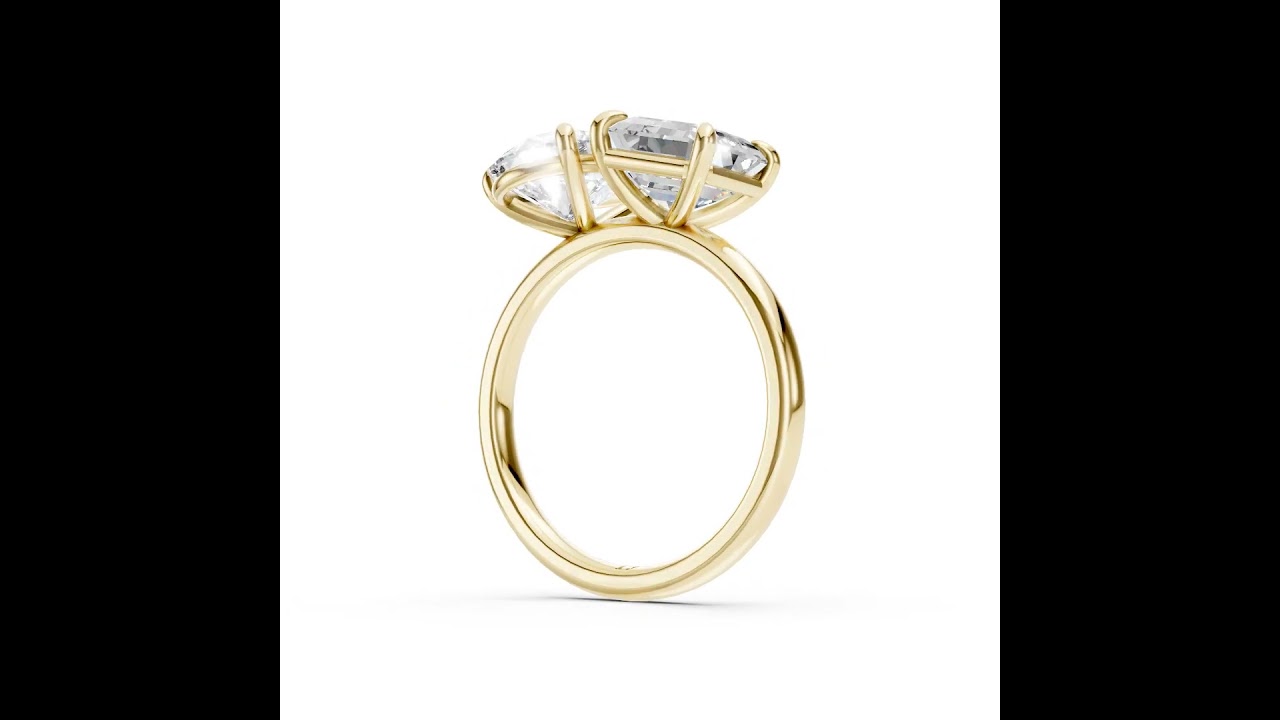 Toi et Moi Pear And Asscher Cut Engagement Ring