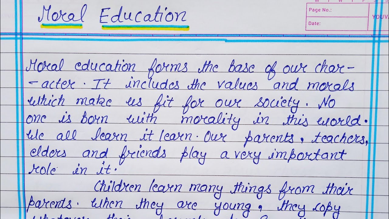essay on need for moral education in schools