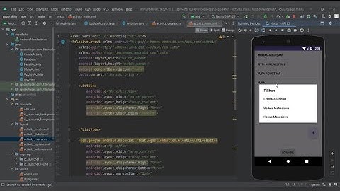 Demo aplikasi CRUD Data Mahasiswa Android Studio menggunakan SQLite
