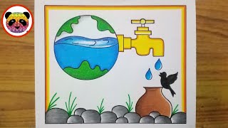 How to Draw Save Water Save Earth Poster / Save Water Save Earth Drawing / Save Nature Drawing