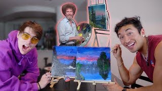 Following A Bob Ross Painting Tutorial w/ Colby Brock