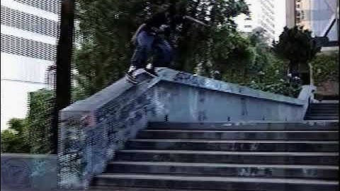 Marcus McBride Hubba Hideout RAW  Trilogy Tape of Heelflip 50-50