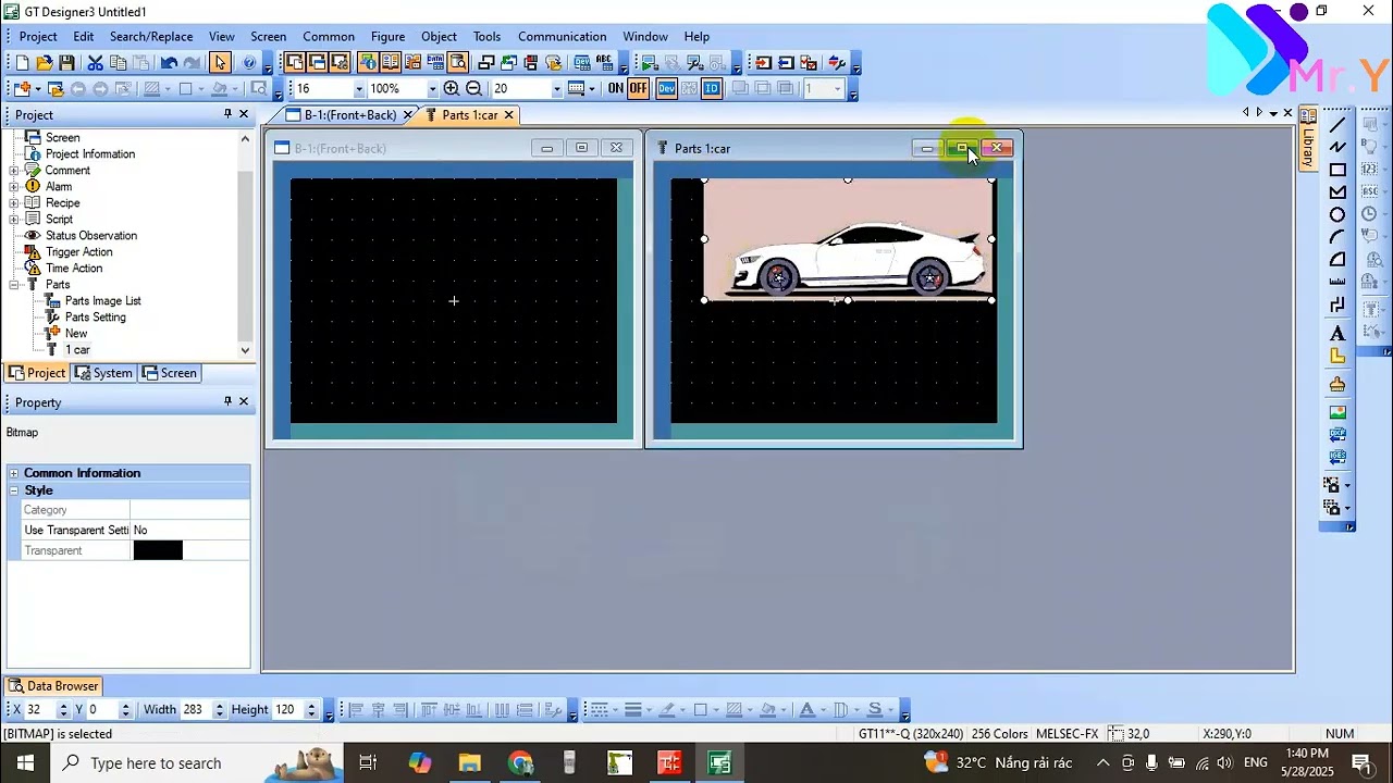 Hướng Dẫn Mô Phỏng Chuyển Động Xe Trên GT Designer 3 Kết Hợp FX3U (Mitsubishi)