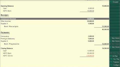 "Receipts and Payments" in  Tally.ERP 9 Accounting Software