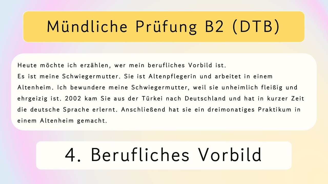 Berufliches Vorbild B2 Beispiel B2 (Beruflich) Mündliche Prüfung Teil 1 ~ 4. Berufliches Vorbild - YouTube