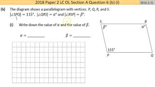 Maths screencast 2018 Paper 2 LC OL Question 6