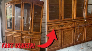 HUGE Broyhill Cabinet Makeover | The Most UNIQUE Flip I’ve ever done! | Fogged Glass Technique