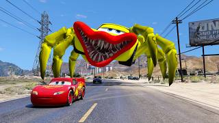 Epic Escape From The Lightning McQueen Spider Eater | McQueen vs Spider McQueen Eater | GTA 5