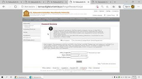 Dr BAMU Student Login Password Recovery