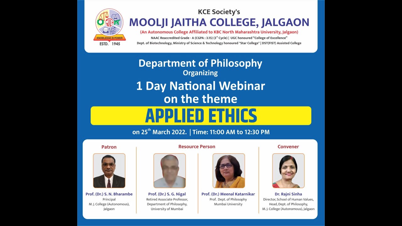 One National Webinar on Applied Ethics - YouTube
