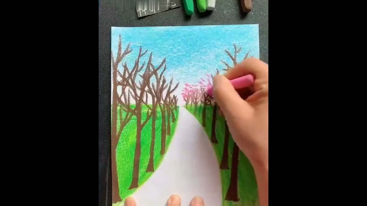 Wax Colour Painting Scenery Beautiful And Easy 