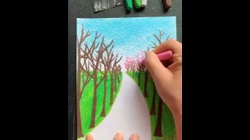 Wax colour painting scenery... Beautiful and easy wax painting. 🎨♥️