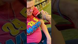 Supervisors Crossed Leg With High Heel Sandal Dangling In Trainees Face