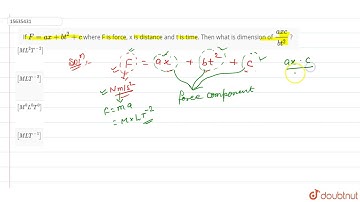 If `F=ax+bt^(2)+c` where F is force, x is distance and t is time. Then what is
